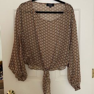 VICI Patterned Blouse with Knot Accent